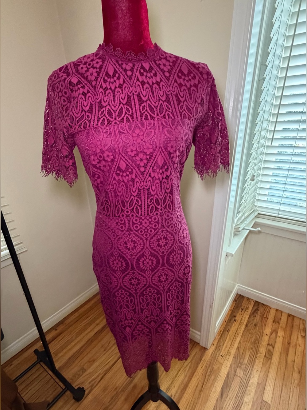 Lulu's Fuchsia Lace Midi Dress